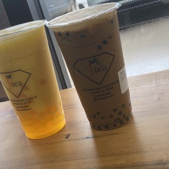 J Tea Tega Cay - Mango Slushee with Mango Popping Pearls and Viet Coffee with Boba - Bubble Tea Near Me - Fort Mill, South Carolina