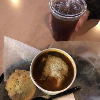 The Owego Kitchen - Tortellini and spinach soup with their "Jalapeño" corn muffin - Breakfast & Brunch Near Me - Owego, New York The Owego Kitchen - Tortellini and spinach soup with their "Jalapeño" corn muffin - Breakfast & Brunch Near Me - Owego, New York