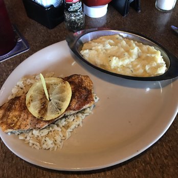 The Brass Rail - Blackened Salmon with Garlic Mashed Potatoes - American Near Me - O'Fallon, Missouri The Brass Rail - Blackened Salmon with Garlic Mashed Potatoes - American Near Me - O'Fallon, Missouri
