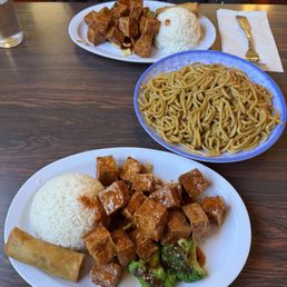 Hunan tofu, plain noodles