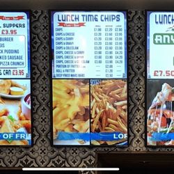 Lord of Fries - Here is a copy of the menu. They also have pizza if fish and chips is it your bag.