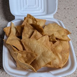 Side order of tortilla chips (red and green salsas provided, both medium-hot)