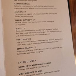 Signature dishes menu Signature dishes menu
