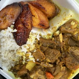 Curry Goat white rice Sweet Plantain Curry Goat white rice Sweet Plantain