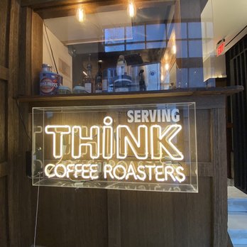 Think Coffee - Entrance: neon sign - Coffee & Tea Near Me - New York, New York Think Coffee - Entrance: neon sign - Coffee & Tea Near Me - New York, New York