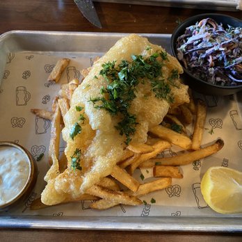 Steam Whistle Kitchen - Fish & Chips. Excellent tartar sauce! - Salad Near Me - Toronto, Ontario