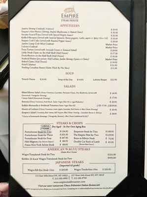 Menu photo 4 Empire Steak House - Midtown East New York, NY