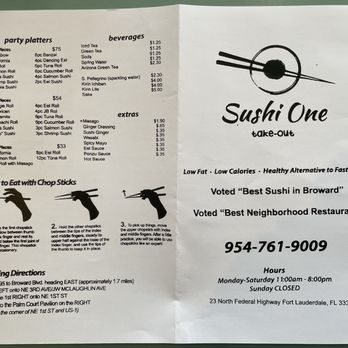 Sushi One Take Out - Menu - Sushi Bars Near Me - Fort Lauderdale, Florida