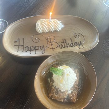 The Restaurant at Kellogg Ranch - The birthday  dessert - New American Near Me - Pomona, California