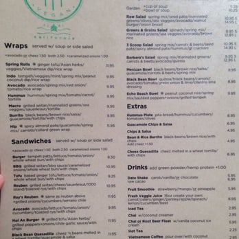 Hip Vegan - The menu as of April 2016. - Vegan Near Me - Ojai, California