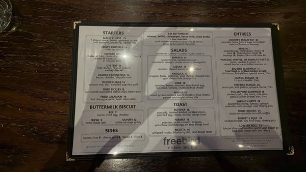 Menu photo 1 Freebird Kitchen and Bar White Plains, NY