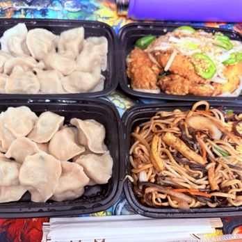 Dumpling Era - Pork Dumpling with Green Chives  Pork and Shrimp Dumpling with Green Chives Salt & Pepper Chicken Wings Veggie Chow Mein - Chinese Near Me - San Bruno, California