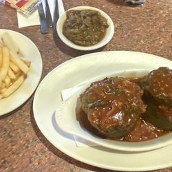 Stewart Airport Diner - Stuffed Peppers, French Fries, and Stewed Green Beans