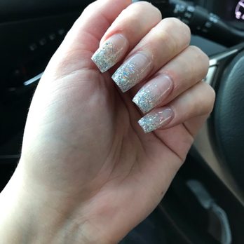 Queen's Nails and Spa - Full acrylic ombré set: Silver sparkles & clear - Nail Salons Near Me - Concord, California Queen's Nails and Spa - Full acrylic ombré set: Silver sparkles & clear - Nail Salons Near Me - Concord, California