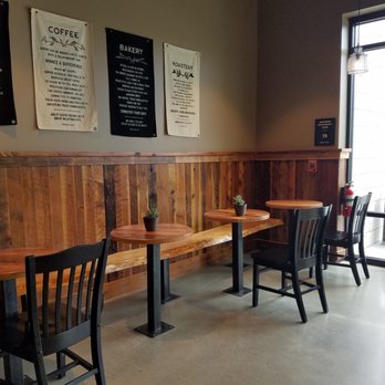 Woods Coffee - Seating with awesome wood bench. - Coffee & Tea Near Me - Bothell, Washington