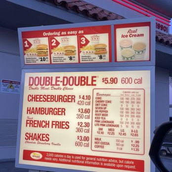 In-N-Out Burger - Prices/ Menu July 2024 - Burgers Near Me - Porter Ranch, California
