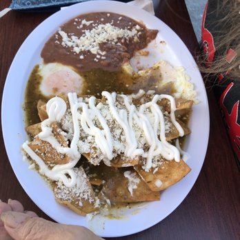 Las Mananitas - Chilaquiles with green sauce and eggs over easy - Mexican Near Me - Fresno, California Las Mananitas - Chilaquiles with green sauce and eggs over easy - Mexican Near Me - Fresno, California