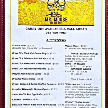 Mr. Mouse Bar & Grill - Menu - Bars Near Me - Yorktown, Indiana