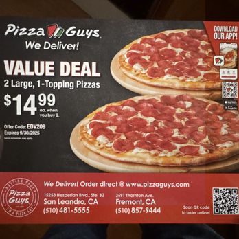 Pizza Guys - handbill - Pizza Near Me - Fremont, California