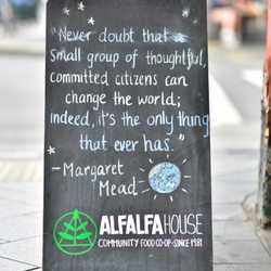 Alfalfa House Community Food Co-op - The reason why we exist. We are a community owned food co-op to primarily give our customers control over their food supply.