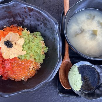 Seasurf Fish - Uni rice bowl with miso soup.  This one is my new favorite! - Seafood Near Me - San Clemente, California