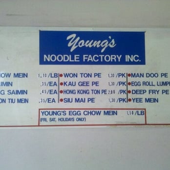 Young's Noodle Factory - Menu board. - Noodles Near Me - Honolulu, Hawaii Young's Noodle Factory - Menu board. - Noodles Near Me - Honolulu, Hawaii