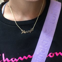 Jyl Jewelry - FINISH PRODUCT OF THE NECKLACE! NAME IS UNEVEN, FIRST THREE LETTERS HAVE AN OBVIOUS CURVE WHILE THE REST IS STRAIGHT!