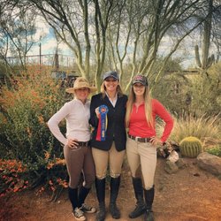 Twisted Tree Farm Stables - Assistant Trainers / Instructors Sydney & Kelly with a very happy customer / student Christina.