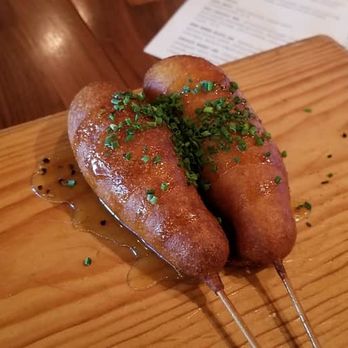 Oakleys Bistro - Shrimp corn dogs - New American Near Me - Indianapolis, Indiana Oakleys Bistro - Shrimp corn dogs - New American Near Me - Indianapolis, Indiana