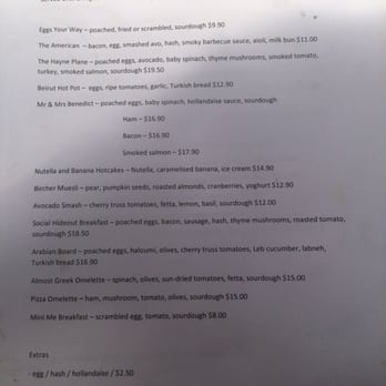 Social Hideout - Breakfast menu - Coffee & Tea Near Me - Parramatta, NSW
