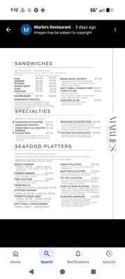 Menu photo 2 Marlie’s Restaurant French Settlement, LA Menu photo 2 Marlie’s Restaurant French Settlement, LA