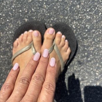 Papillon Nails & Spa - # 405 (soft milky pink) & sheer chrome (sparkly!) - Nail Salons Near Me - Fullerton, California Papillon Nails & Spa - # 405 (soft milky pink) & sheer chrome (sparkly!) - Nail Salons Near Me - Fullerton, California