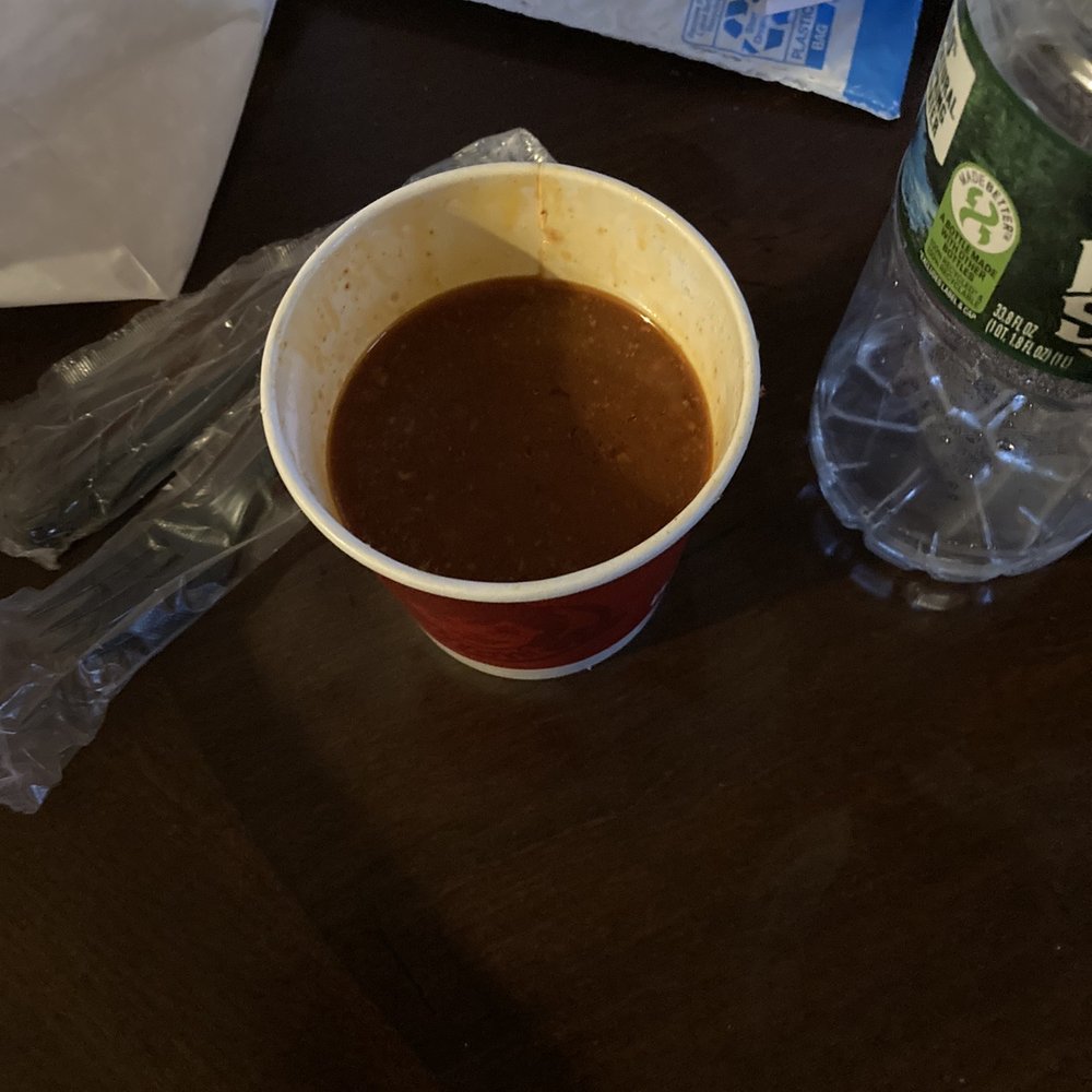Waited almost ten mins in drive tru to find when I got home that my large chili was only filled half full Waited almost ten mins in drive tru to find when I got home that my large chili was only filled half full