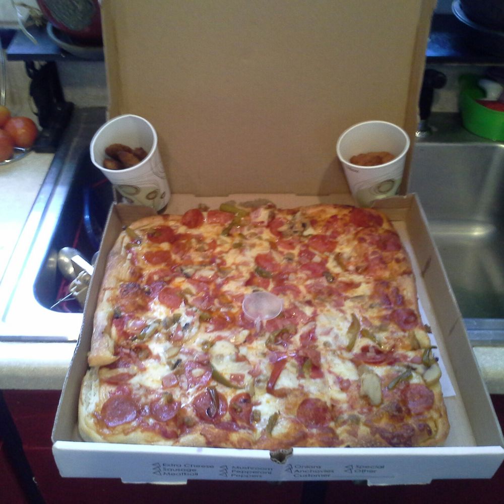 Michael's New York Style Pizza - Michael's Special Sicilian without anchovies, fried pickles and mozzarella sticks - Pizza Near Me - Covington, Virginia