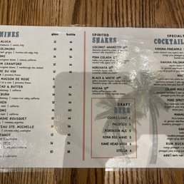Drink menu Drink menu