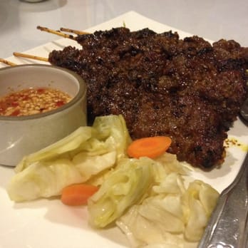 Phnom Penh House - SACHKOR ANG - Beef charbroiled on skewers served w/ pickled vegetable & house sauce - Cambodian Near Me - Alameda, California Phnom Penh House - SACHKOR ANG - Beef charbroiled on skewers served w/ pickled vegetable & house sauce - Cambodian Near Me - Alameda, California