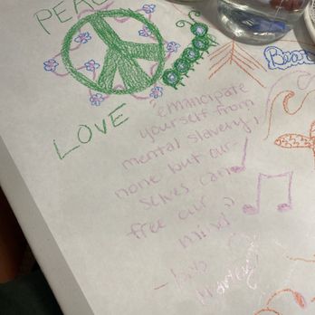 Moon Hut Restaurant - You can also write on the tables! Such a huge plus!! -Bella and Scotty - New American Near Me - Cape Canaveral, Florida Moon Hut Restaurant - You can also write on the tables! Such a huge plus!! -Bella and Scotty - New American Near Me - Cape Canaveral, Florida