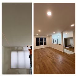 Mr. Electric of Ramsey - Before and after Recessed lights in living room