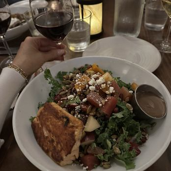 Rancho Capistrano Winery - Kale salad with a side of salmon - Seafood Near Me - San Clemente, California Rancho Capistrano Winery - Kale salad with a side of salmon - Seafood Near Me - San Clemente, California