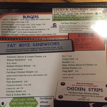 Fatboyz - a menu for a fast food restaurant - Burgers Near Me - Fort Atkinson, Wisconsin