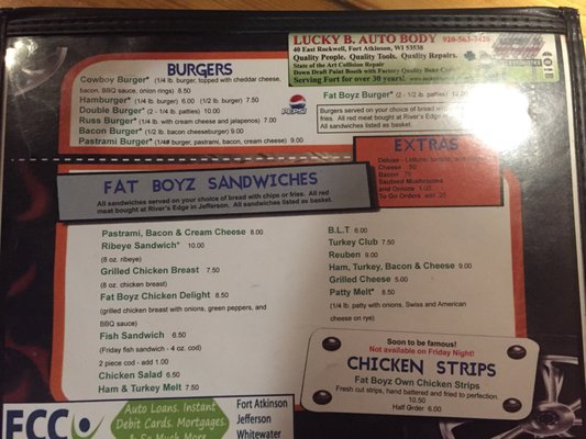 Menu photo 3 Fatboyz Fort Atkinson, WI