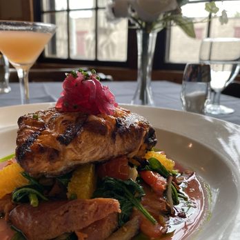 Traditions at The Bigfork Inn - fresh salmon and andouille sausage - Wine Bars Near Me - Bigfork, Montana Traditions at The Bigfork Inn - fresh salmon and andouille sausage - Wine Bars Near Me - Bigfork, Montana