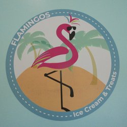 Flamingos Ice Cream and Treats - Logo on the wall.