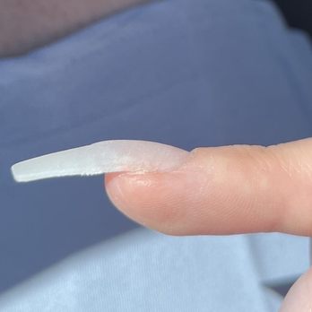 Doll Up Nails & Spa - This is the double priced fill i received. I guess my nails are too long to bring the acrylic all the way down my nail, or smooth out. - Nail Salons Near Me - Las Vegas, Nevada