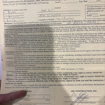 ABI Construction - Picture of fake contract - Roofing Near Me - Los Angeles, California