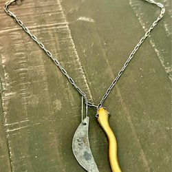 Snake and moon necklace ... myth and legend "rebirth" and "feminine power" Metal work is hand done