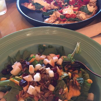 Bitters & Bones - Flatbread pizza and small house salad. Both were yummy! - American Near Me - Saranac Lake, New York
