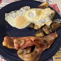 The Special (2 eggs, home fries, bacon minus toast and pancakes), substituted cinnamon muffin