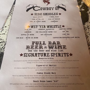 Yippee-ei-o! - Menu - Steakhouses Near Me - Tusayan, Arizona