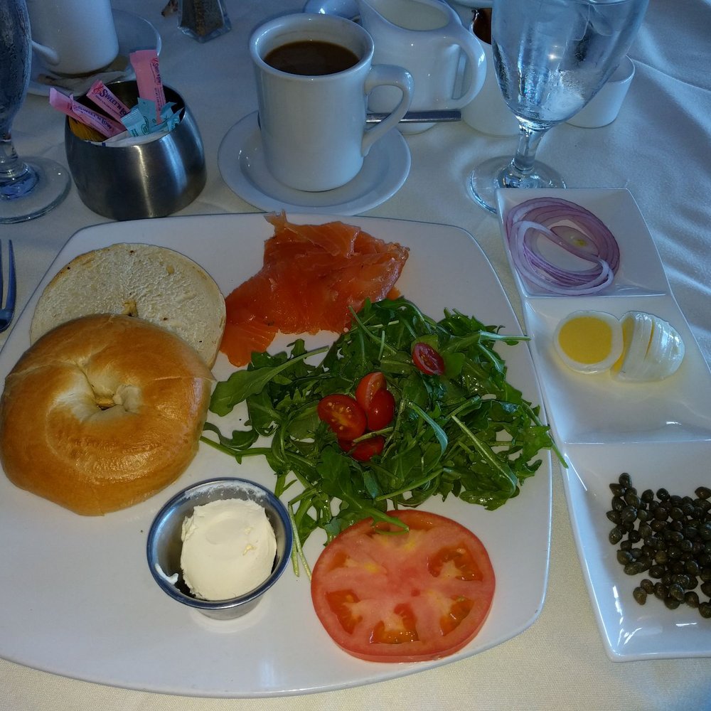 Aqua - Atlantic salmon bagel for brunch at Aqua, Rocky Point, Tampa Bay - Seafood Near Me - Tampa, Florida